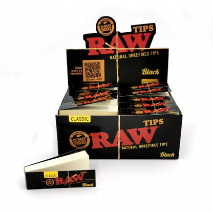 Raw Classic - Black Tips - 1 Book or Box of 50 Books