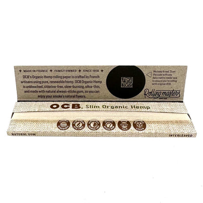 Ocb Organic Hemp Unbleached Paper Slim - Single or 24 Piece Box