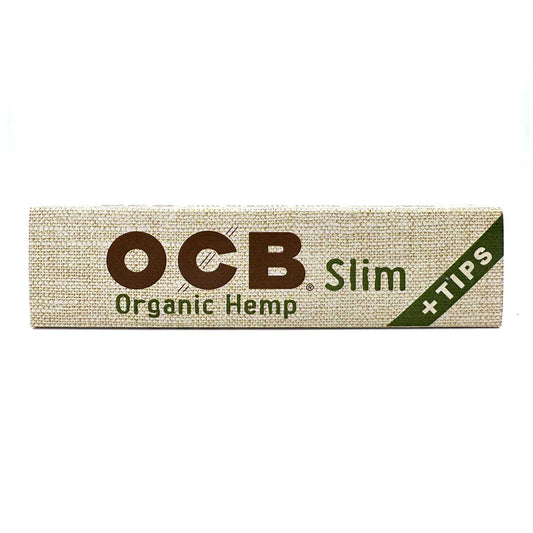 Ocb - Organic Hemp Papers With Tips Slim Size - 24 Pack Per Box