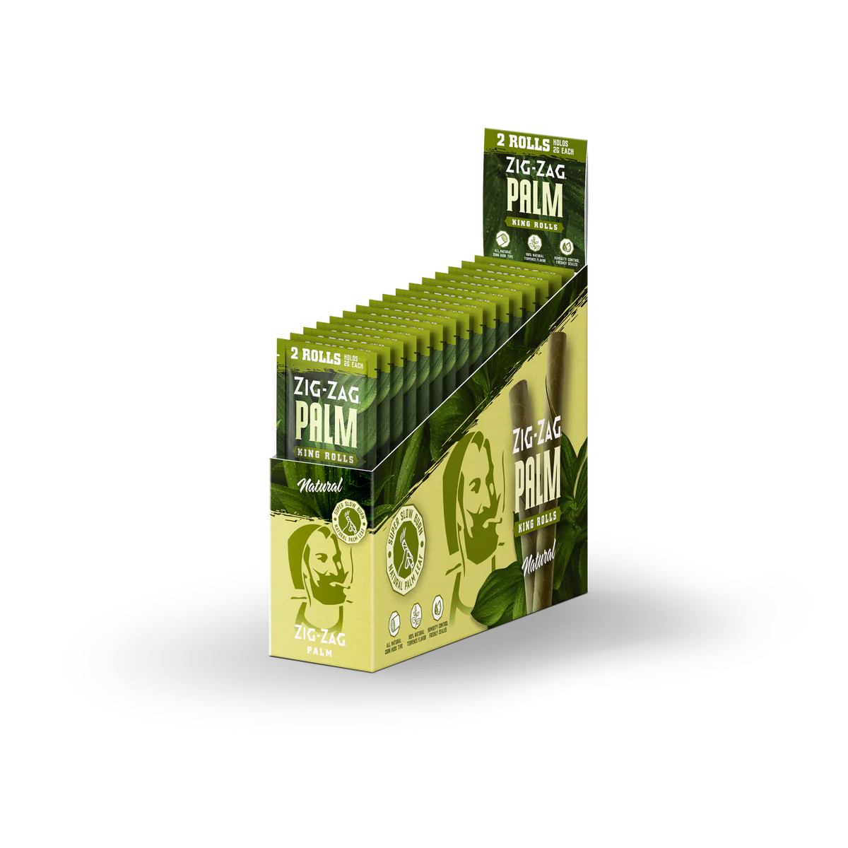 Zig Zag Palm King Rolls - 2 Counts Per Pack - 15 Packs Per Box - Natural