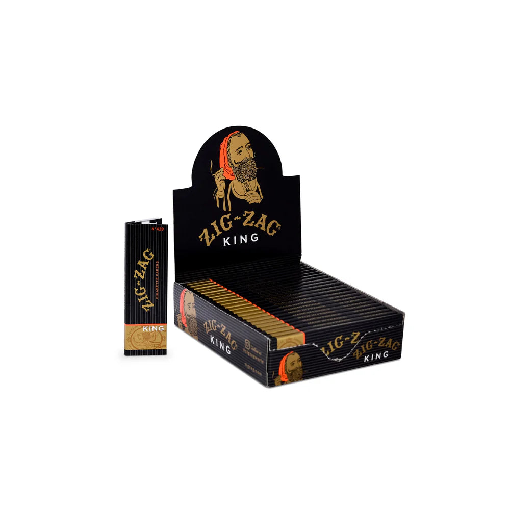 Zig Zag Black Box - 32 Leaves Papers Per Pack - King Size Rolling - 24 Counts Per Box