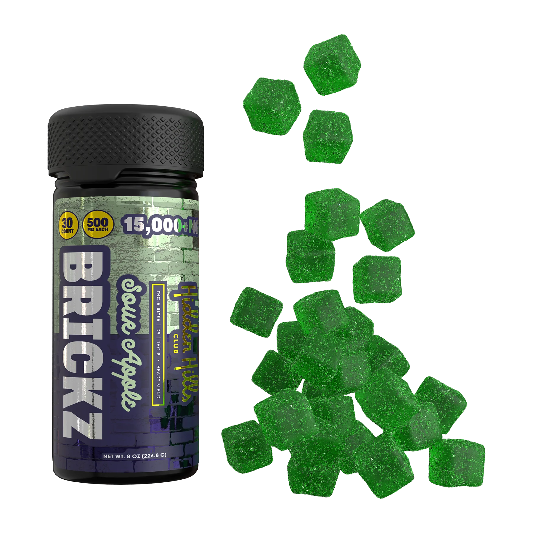 Hidden Hills Brickz 500mg THC-A Gummies