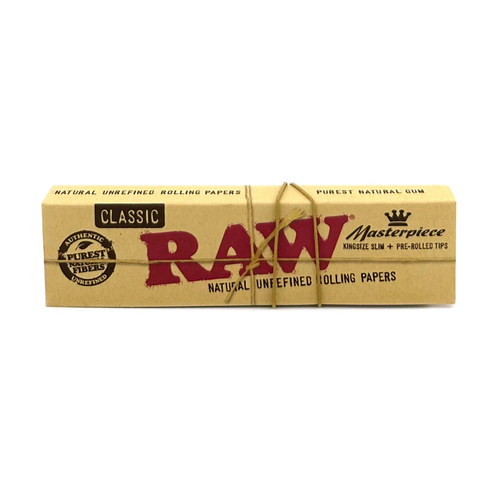 Raw Classic Masterpiece Slim Rolling Papers With Pre Rolled Tips - Kin