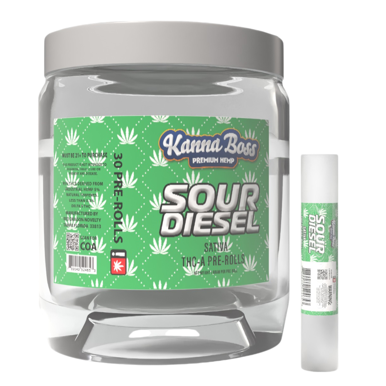 KANNA BOSS SOUR DIESEL THC-A - 30 CT PRE-ROLL