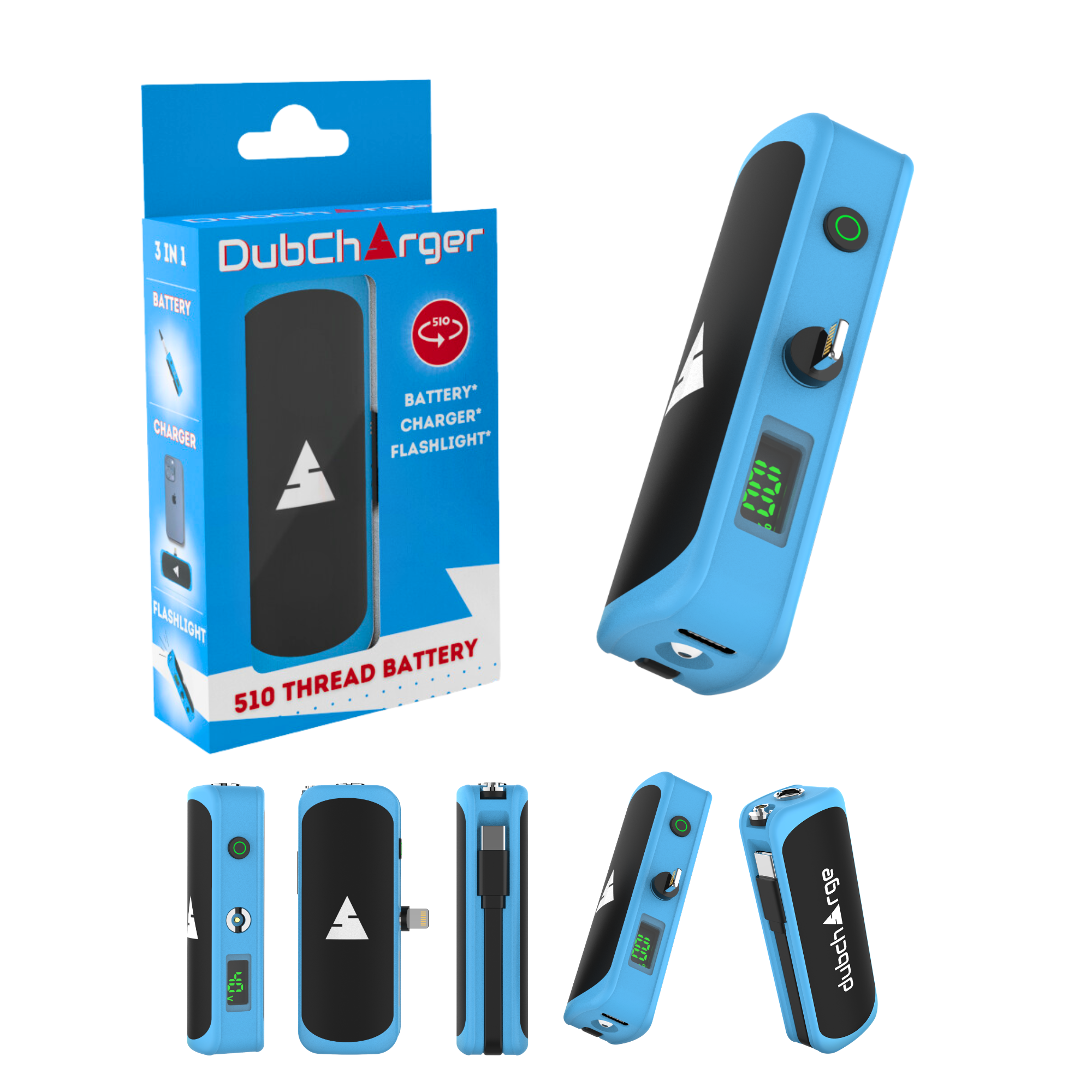 The DubCharger - Portable Vape Battery Charger / Flash Light / 510 Thread Battery