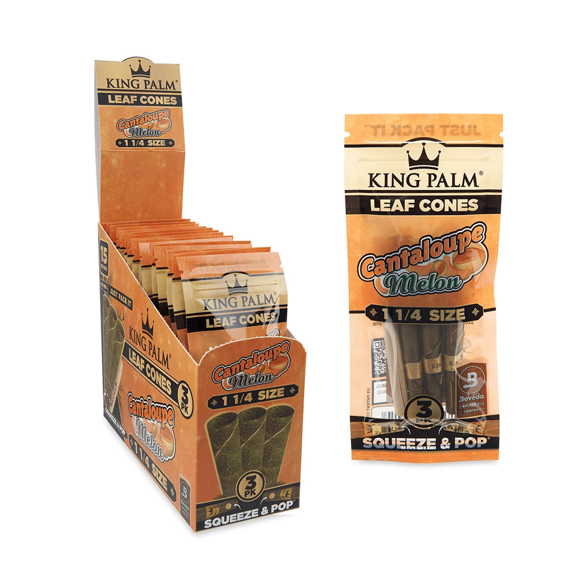 KING PALM TOBACCO-FREE LEAF CONES W/ POP FILTER - 15PK