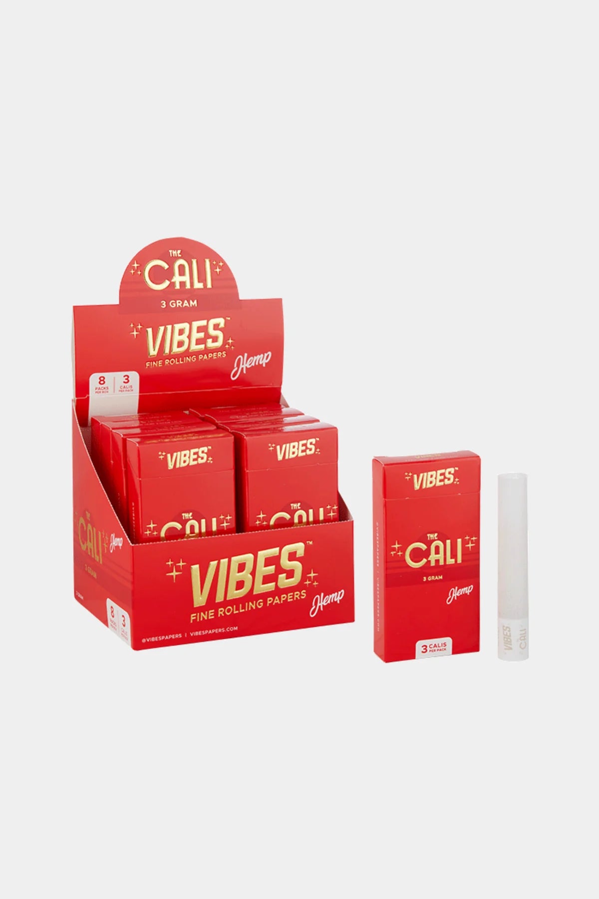 Vibes The Cali 3G Fine Pre-Roll Rolling Papers - 8 Pack Per Box