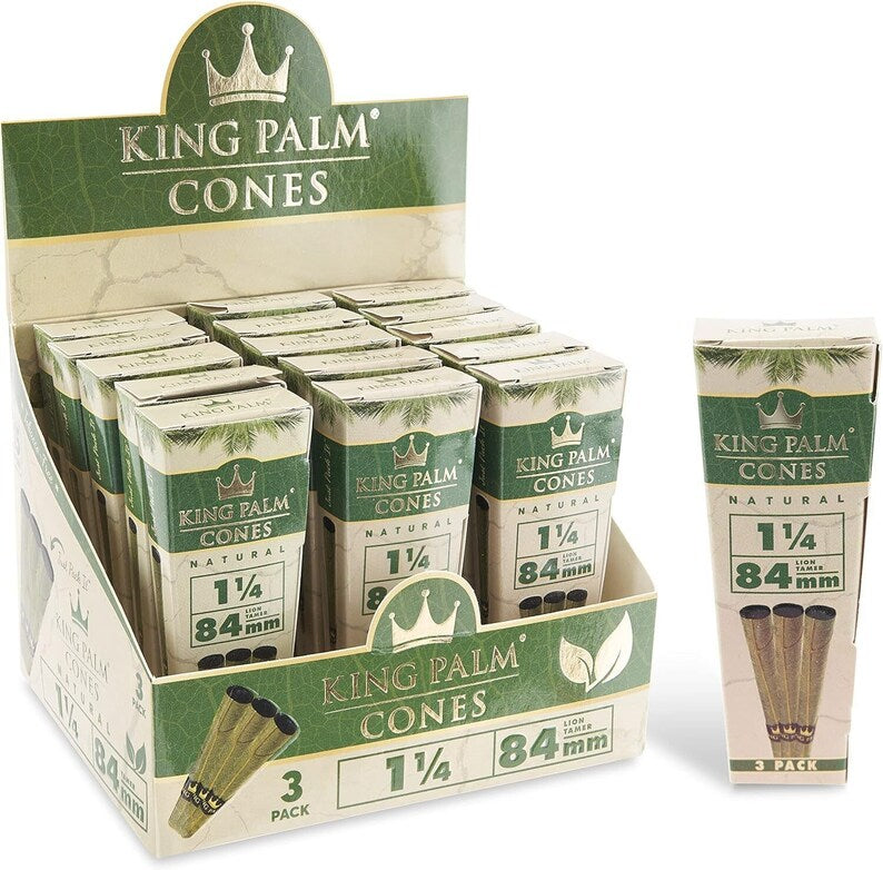 King Palm Cones Natural - 84mm - 3 Count Per Pack - 15 Pack Per Box