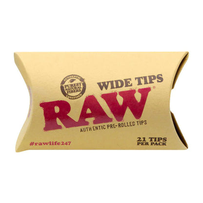 RAW Pre-Rolled Wide Tips: 21 Piece Pack, 20 Pack Box, or 180 Piece Bag