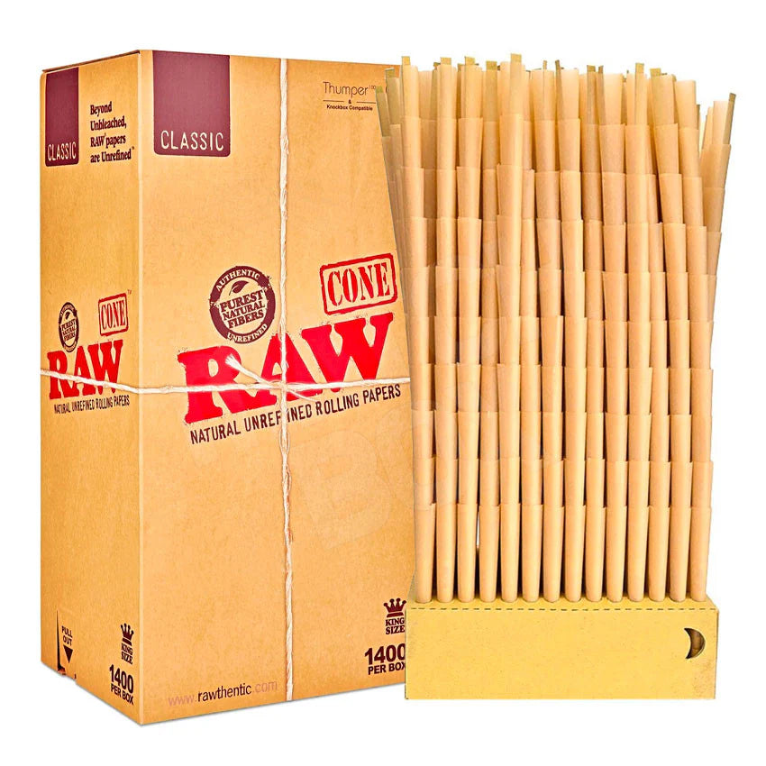 Raw Classic - King Size Pre-Rolled Cones - 1400 Pieces Per Box