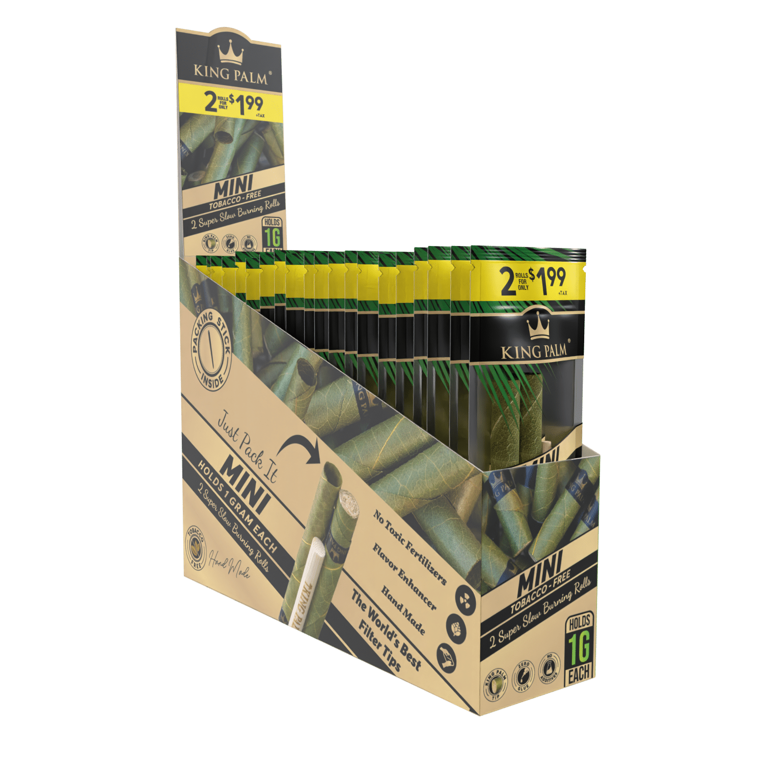 King Palm Mini Rollies - 2 Per Pack - 20 Packs Per Display