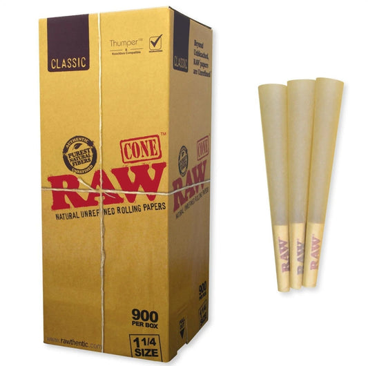 RAW Authentic Classic Bulk Cone 1 1/4" 84mm (900 Count Per Bulk Box)