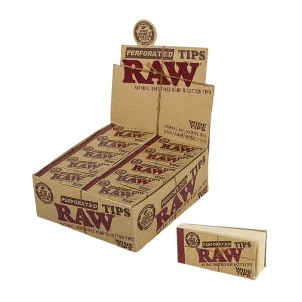 Raw Hemp & Cotton Perforated Tips - 1 Booklet or 1 Box (50 Booklets)