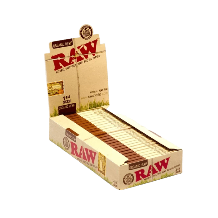 Raw Unrefined Organic Hemp 1 1/4 Size Rolling Papers - 24 Per Box