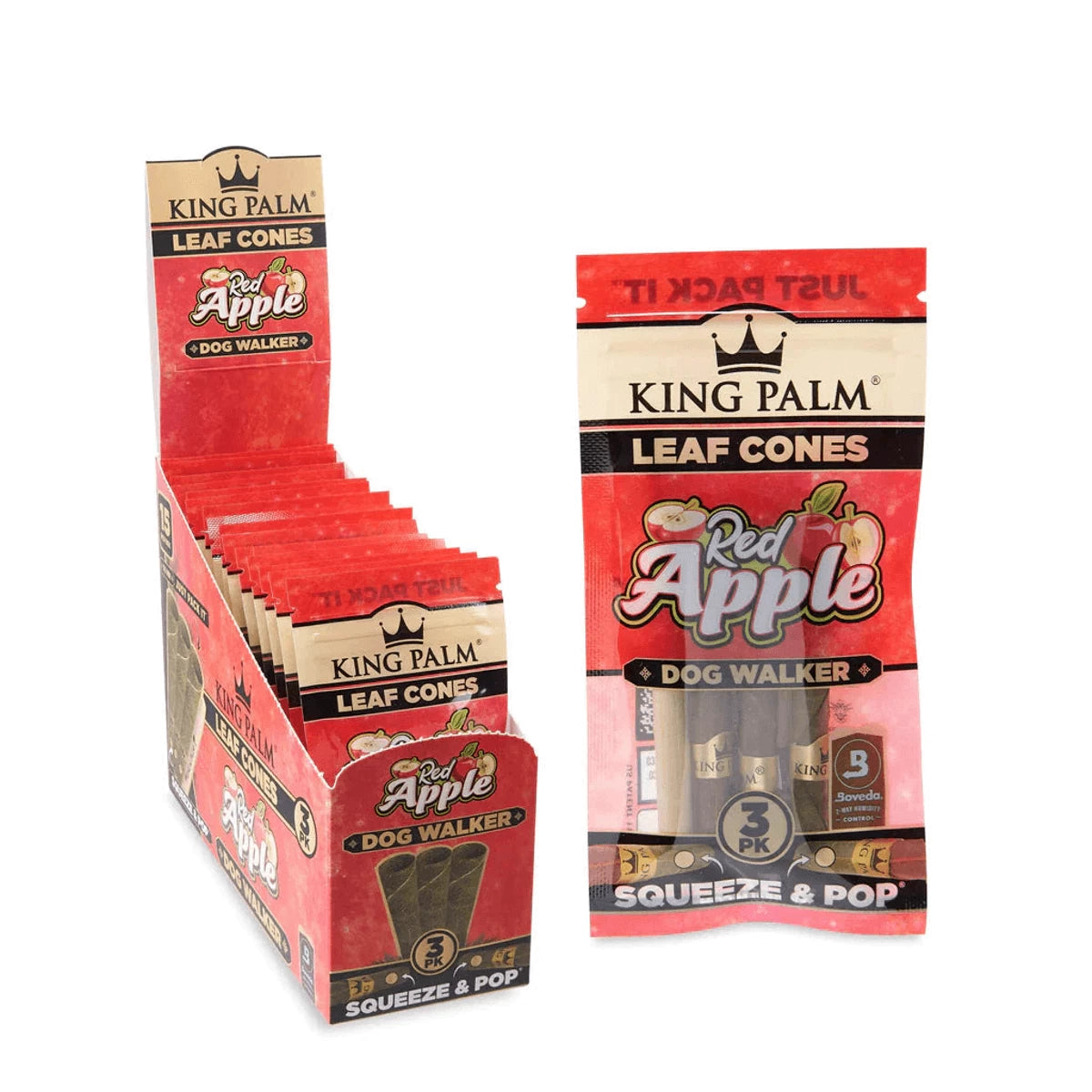 KING PALM TOBACCO-FREE LEAF CONES W/ POP FILTER - 15PK