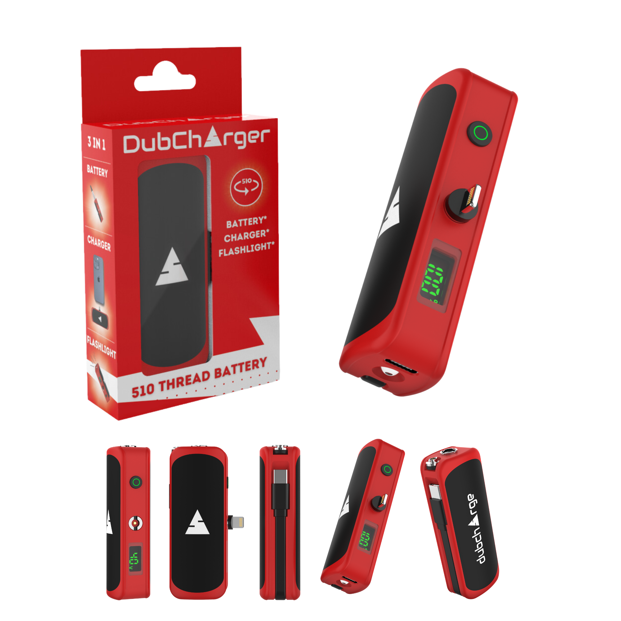 The DubCharger - Portable Vape Battery Charger / Flash Light / 510 Thread Battery