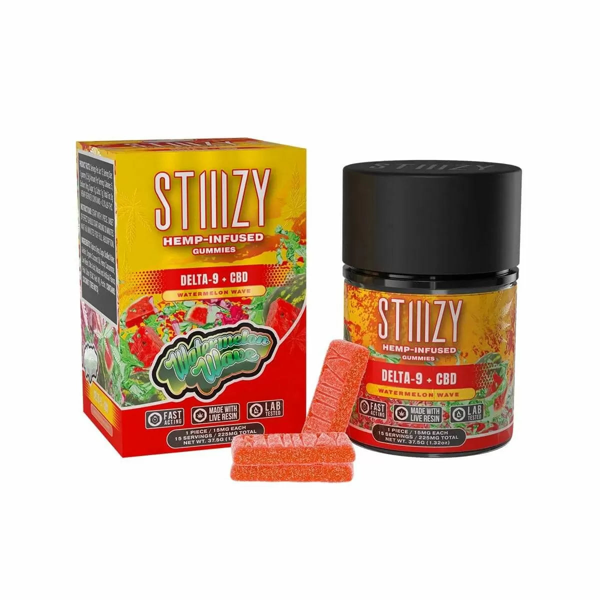 STIIIZY - Delta 9 - CBD Gummies - 225 mg - 15 Counts Per Jar