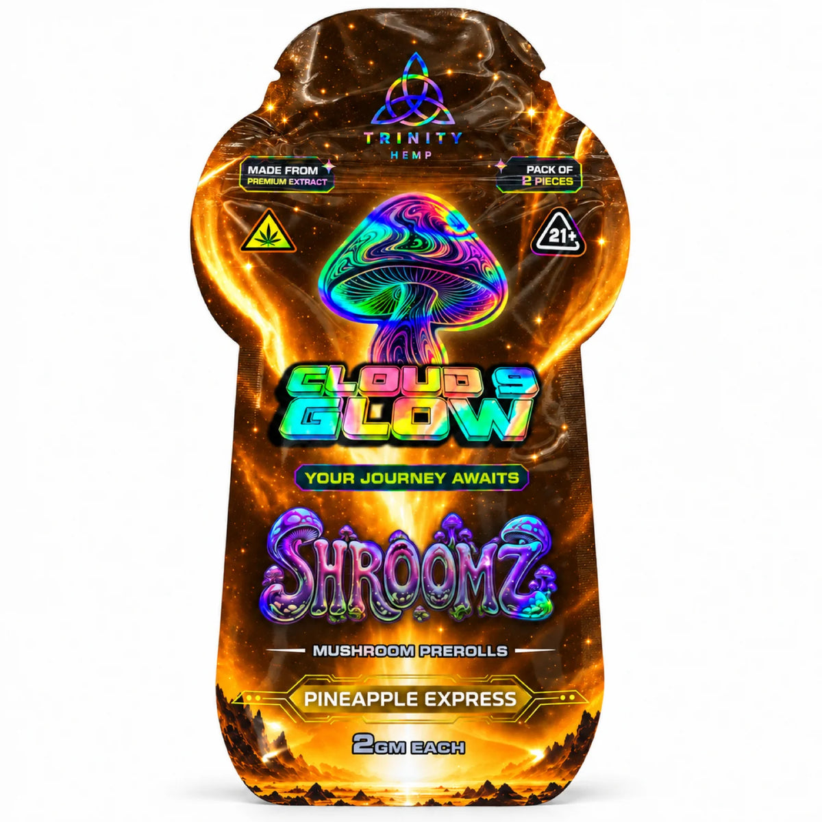 Trinity Hemp Cloud 9 Glow Shroomz Mushroom Prerolls 2g 2ct