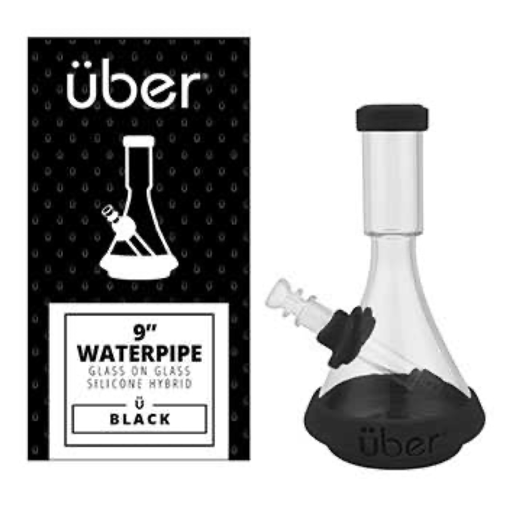 Uber 9.5" Deco Water Pipe In Silicone Black