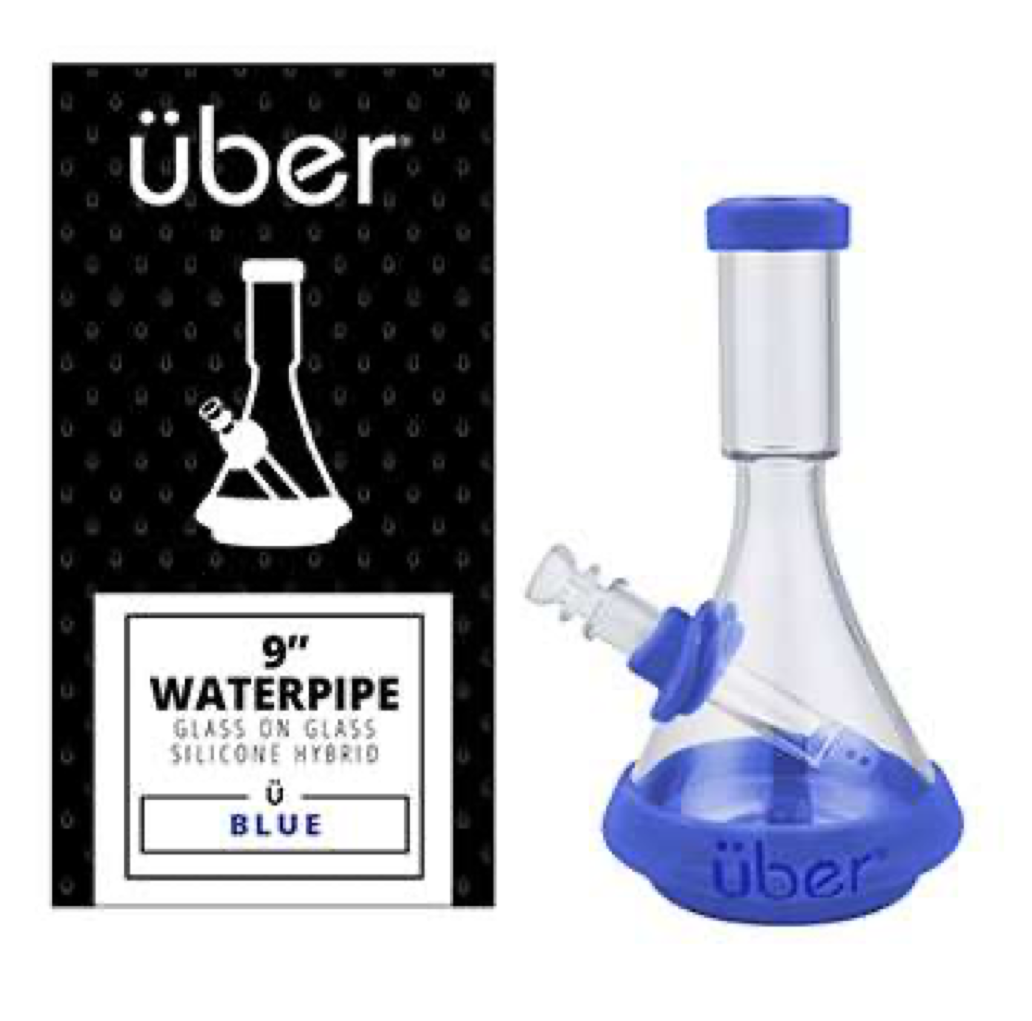 Uber 9.5" Deco Water Pipe In Silicone Blue