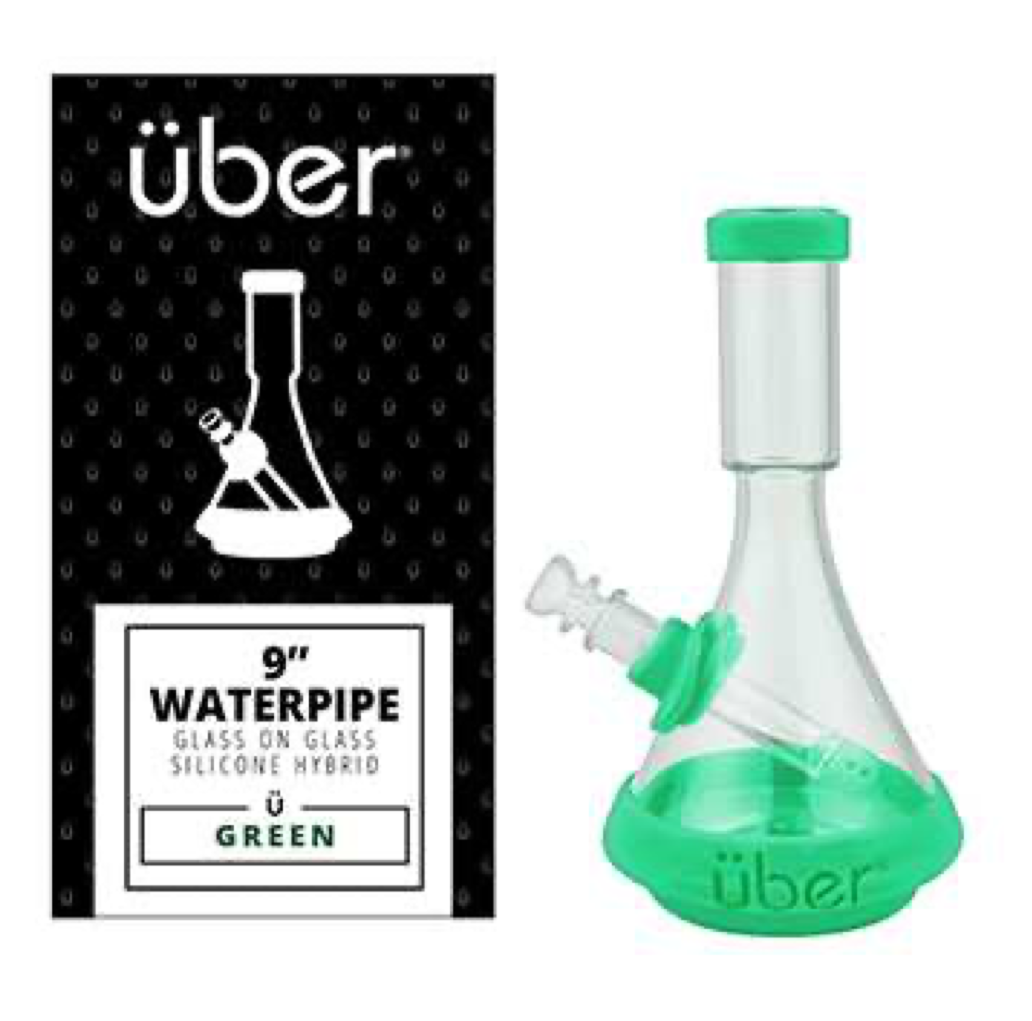 Uber 9.5" Deco Water Pipe In Silicone Green