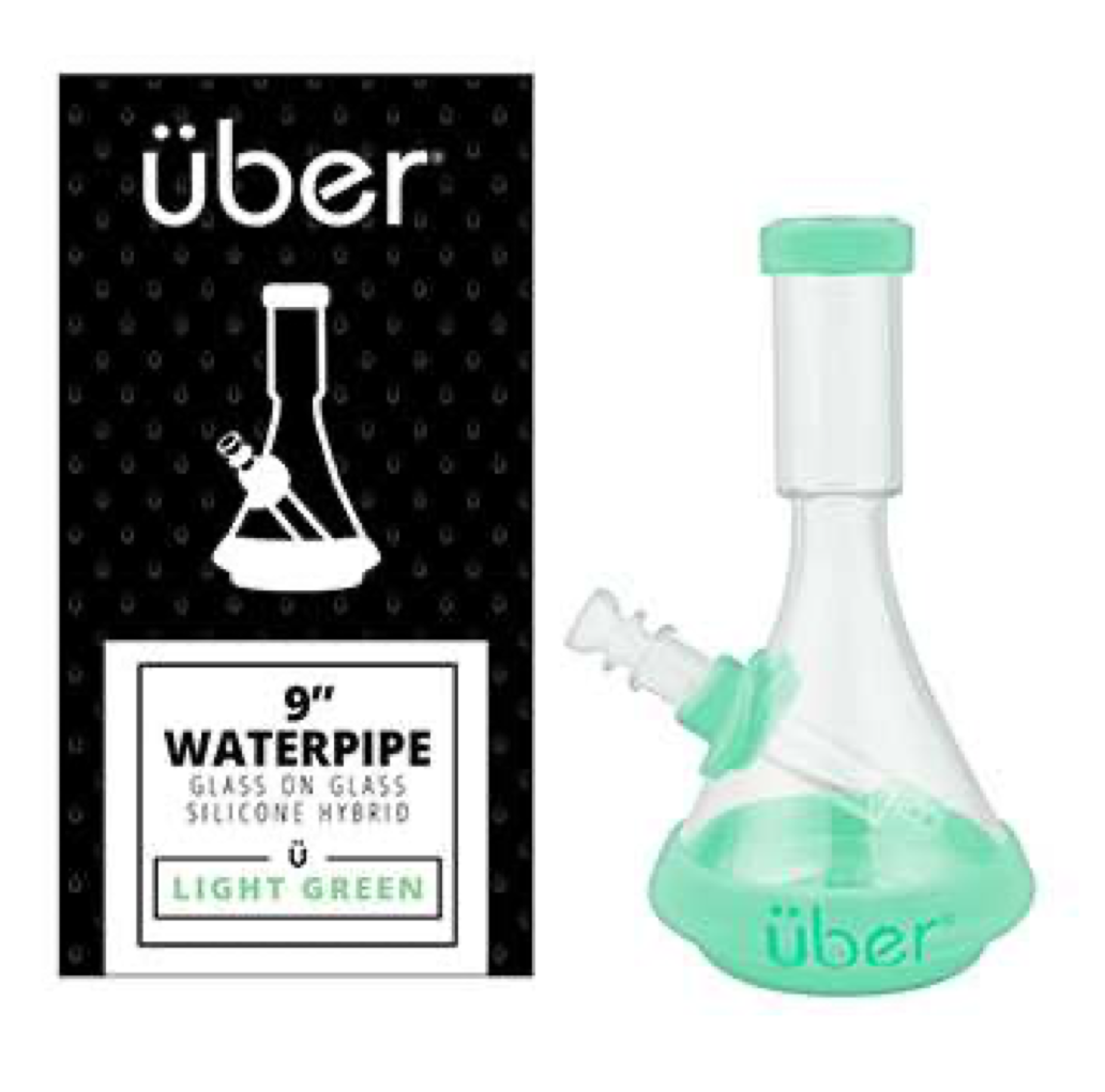 Uber 9.5" Deco Water Pipe In Silicone Light Green
