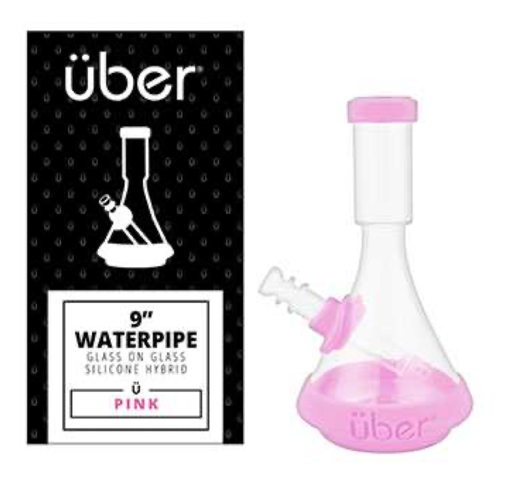 Uber 9.5" Deco Water Pipe In Silicone Pink