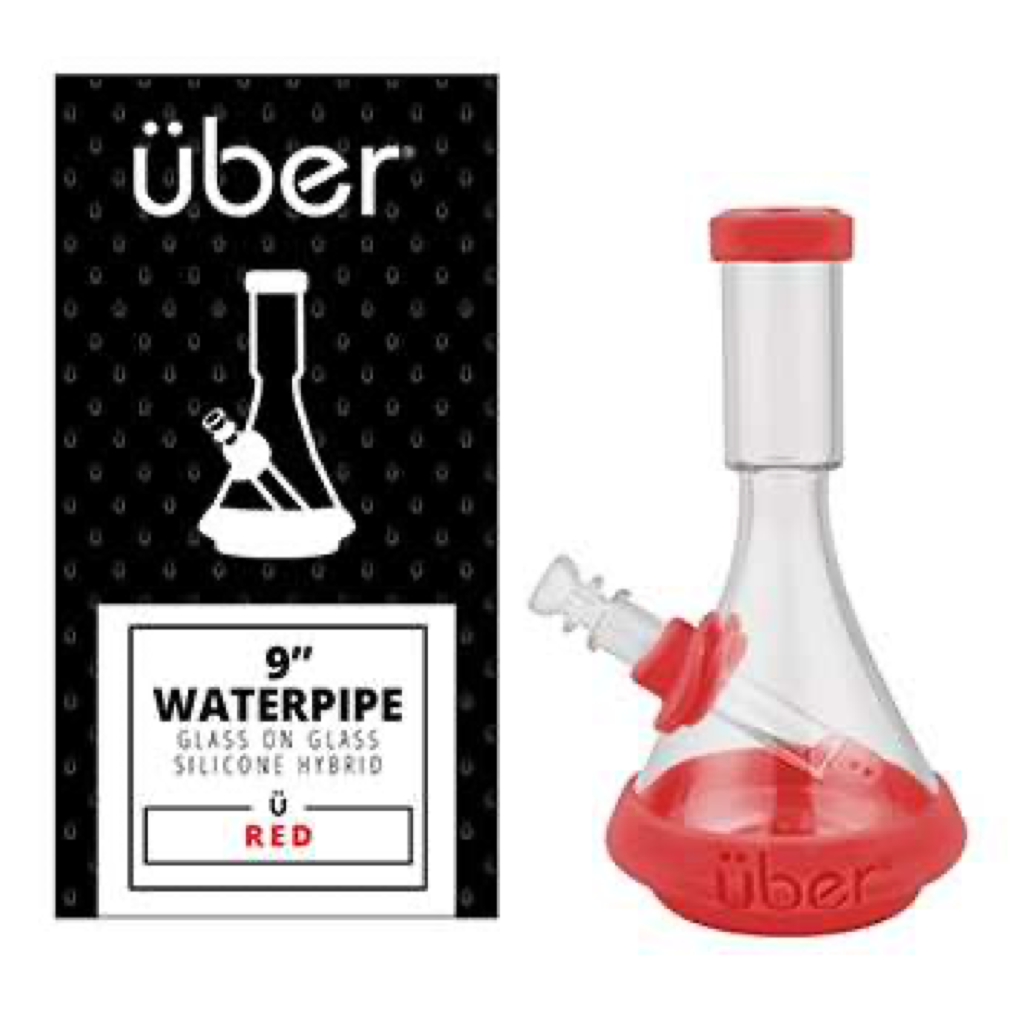 Uber 9.5" Deco Water Pipe In Silicone Red