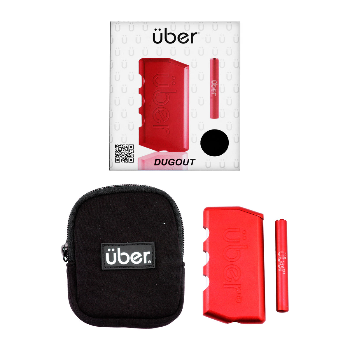 Uber 3.75" CNC Aluminum Dugout w/ Bat & Travel Case Red