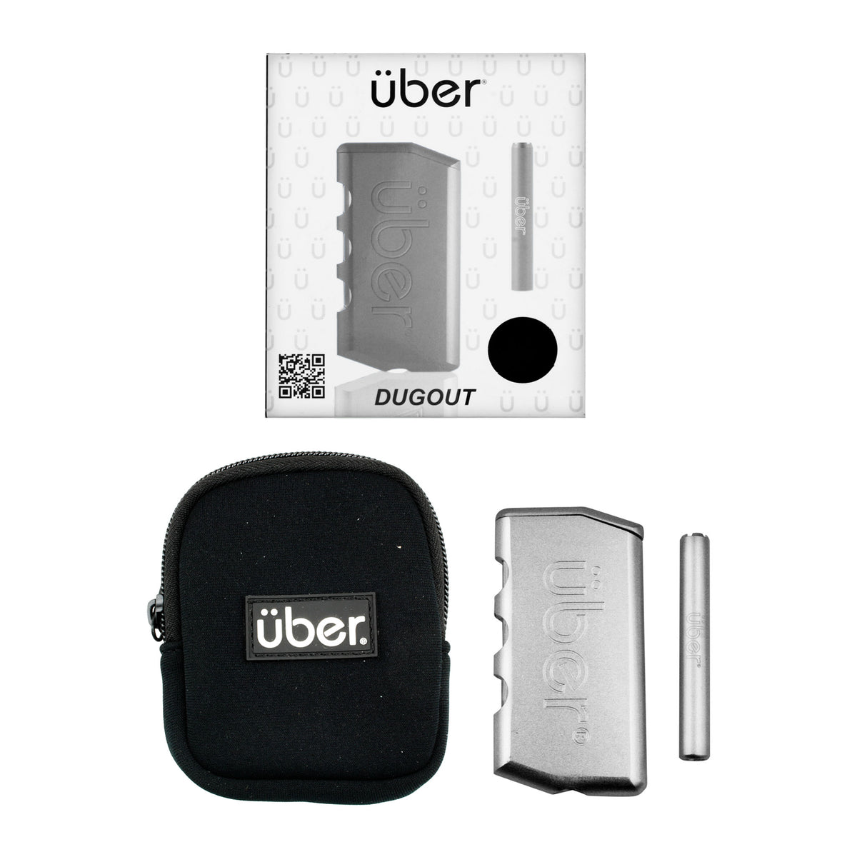 Uber 3.75" CNC Aluminum Dugout w/ Bat & Travel Case Silver