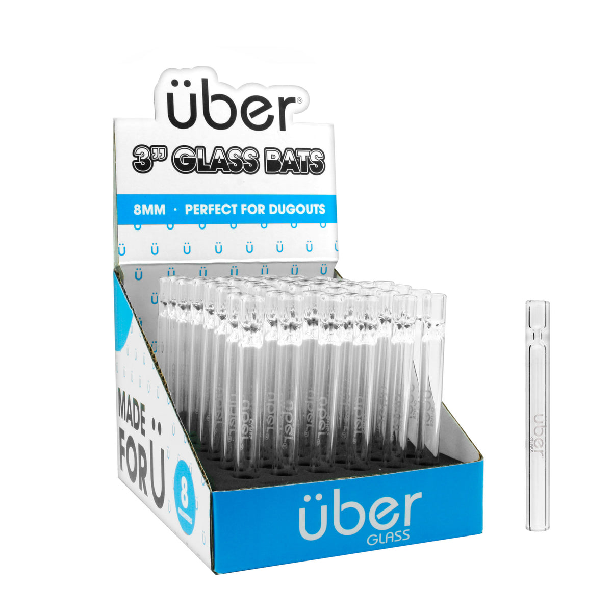 Uber Glass 3" Bat Display 48CT/BX Clear