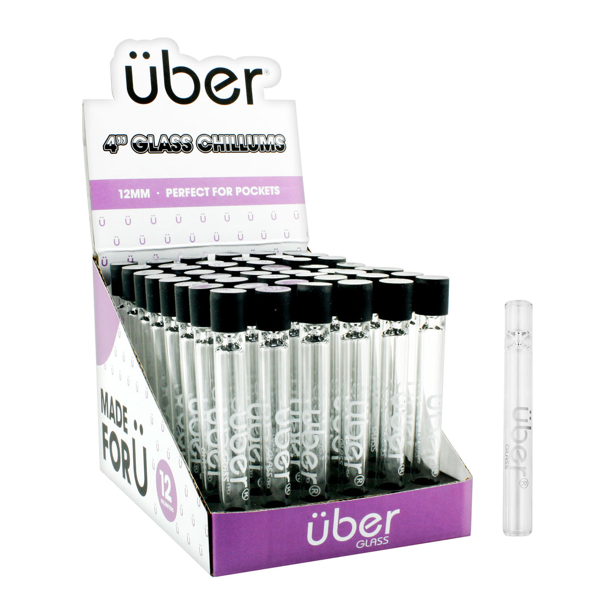 Uber Glass 4" Chillum Display 48CT/BX Clear