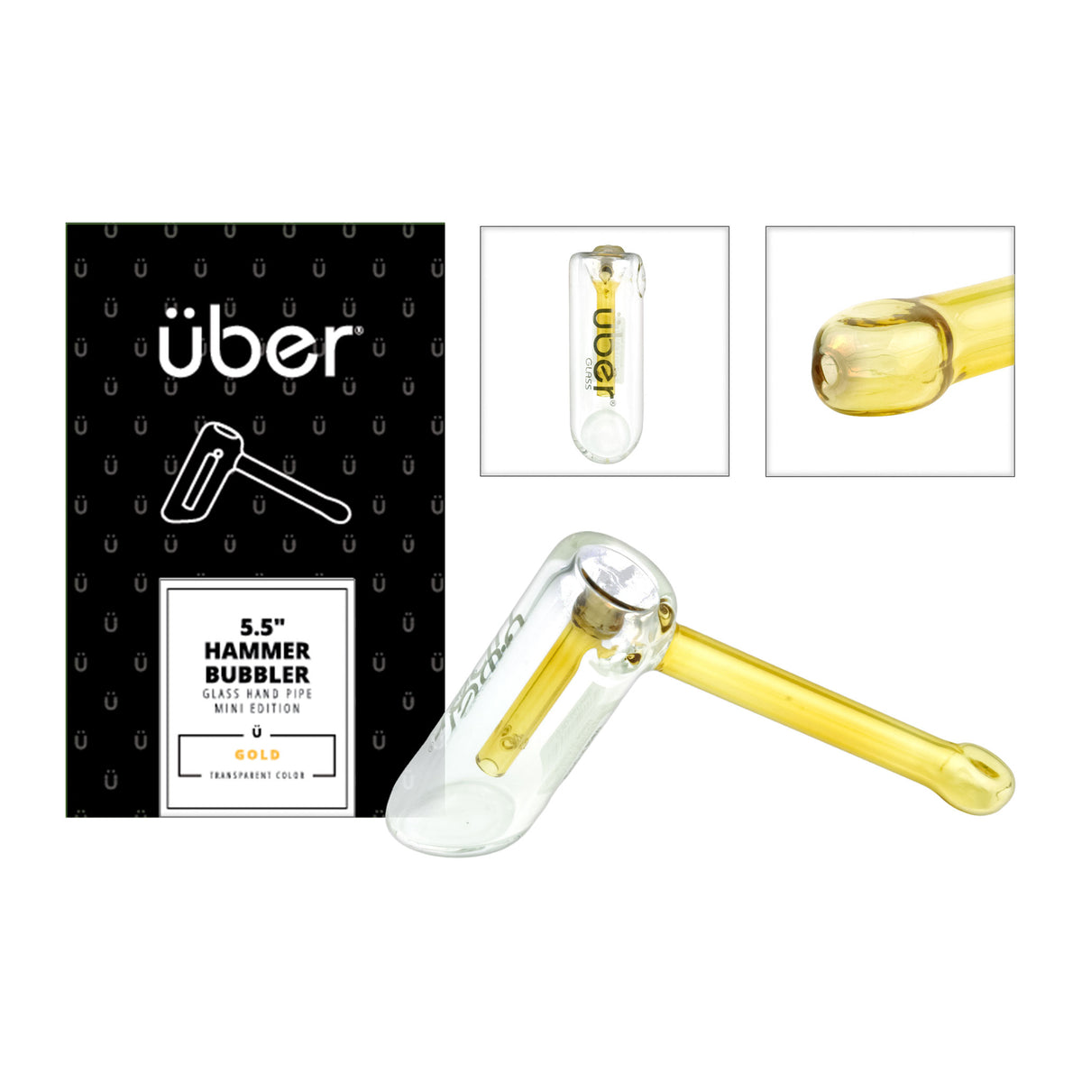 Uber 5.5" Mini Hammer Bubbler Gold