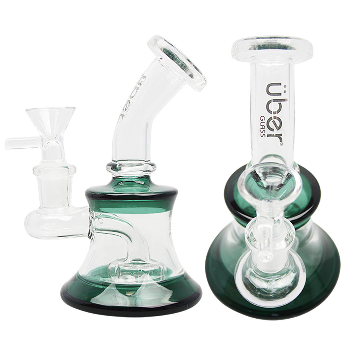 Uber 5" (4mm) Bent Neck Waterpipe w/ Banger Hanger Lake Blue