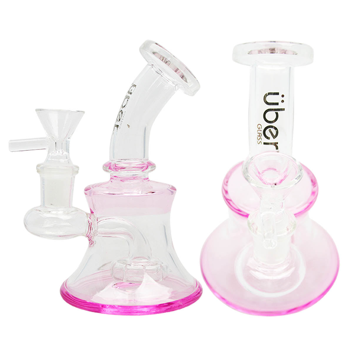 Uber 5" (4mm) Bent Neck Waterpipe w/ Banger Hanger Pink