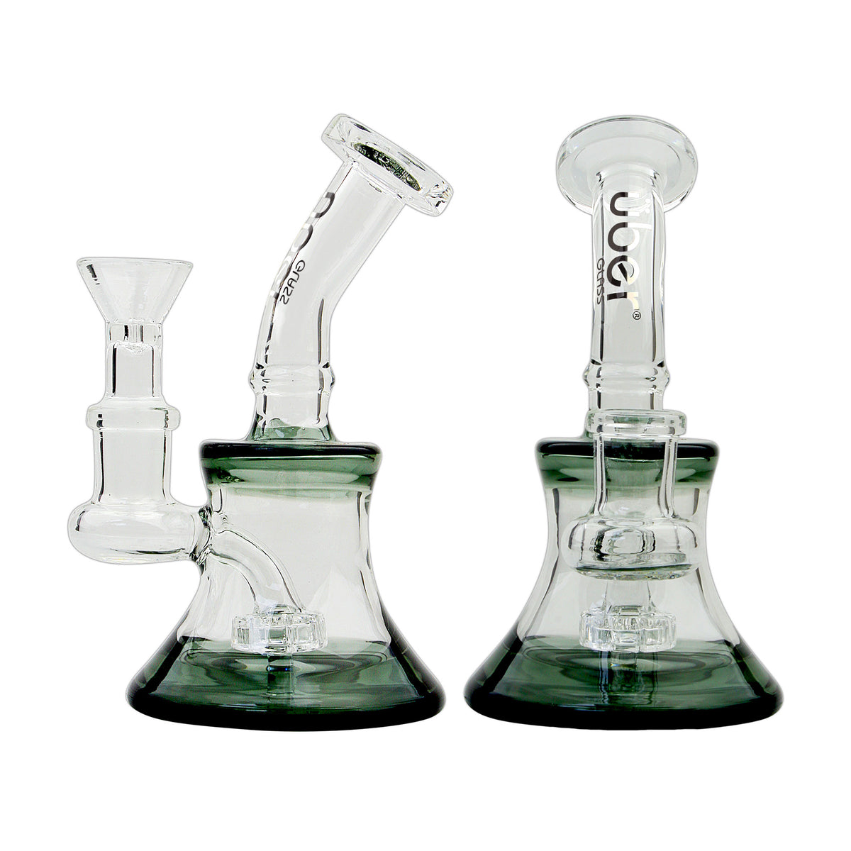 Uber 5" (4mm) Bent Neck Waterpipe w/ Banger Hanger Black