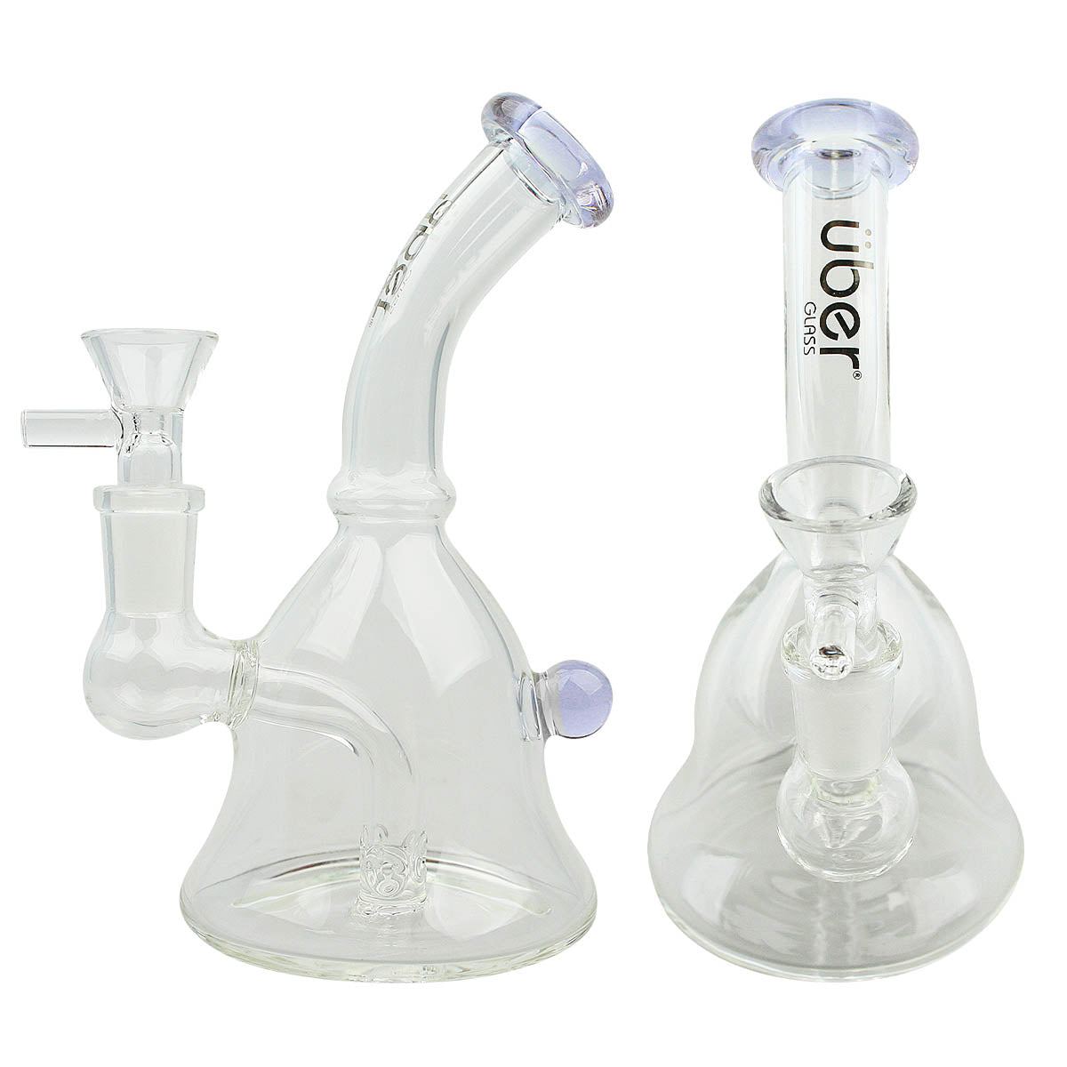 Uber 6" (4mm) Stemless Bent Neck Waterpipe - Style 001 Purple