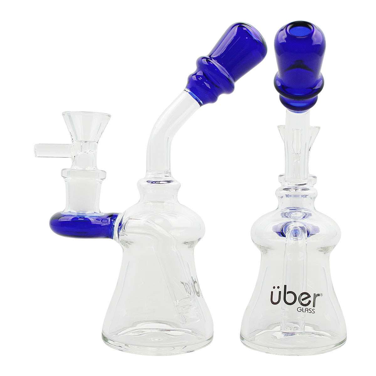 Uber 7" (4mm) Glass Bubbler w/ Banger Hanger Blue