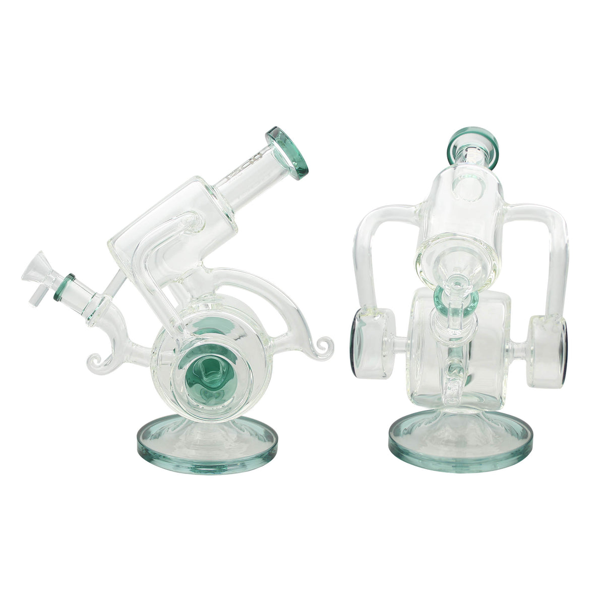 Uber 9" (5mm) Glass Recycler Waterpipe - Style 001 Lake Green