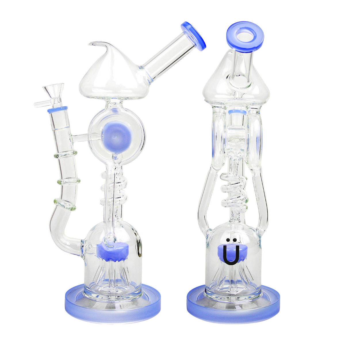 Uber 11" (5mm) Glass Recycler Waterpipe Jade Blue