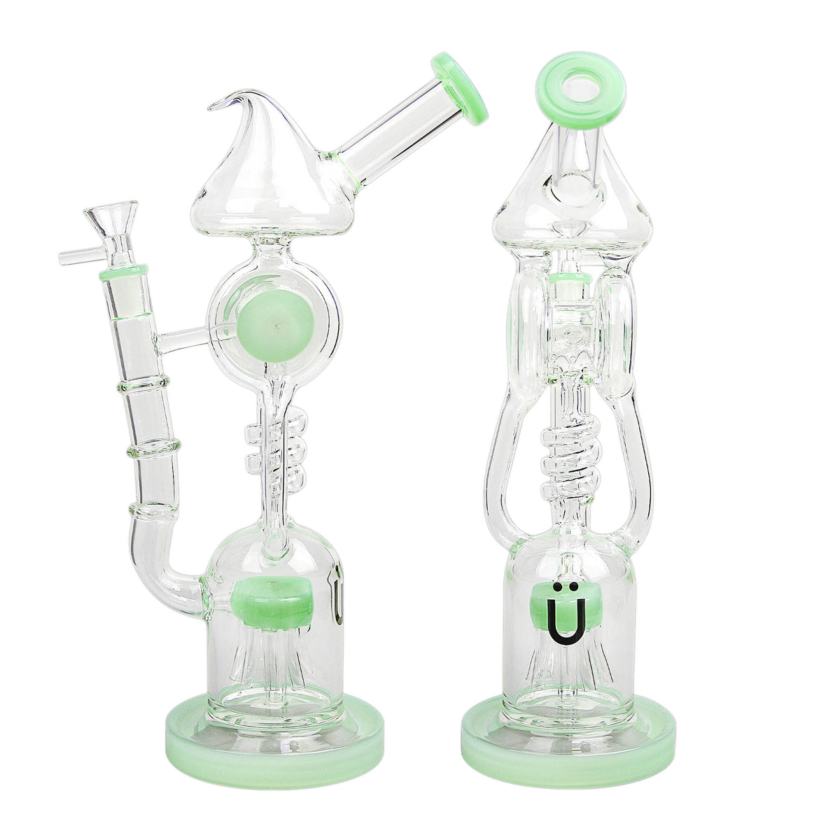 Uber 11" (5mm) Glass Recycler Waterpipe Jade Green