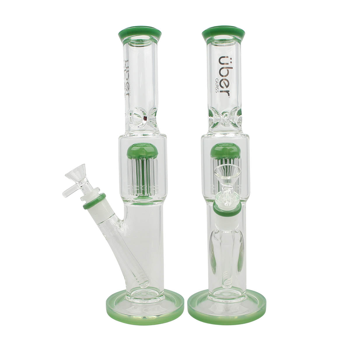 Uber 12" Waterpipe w/Ice Pinch & Tree Perc Jade Green