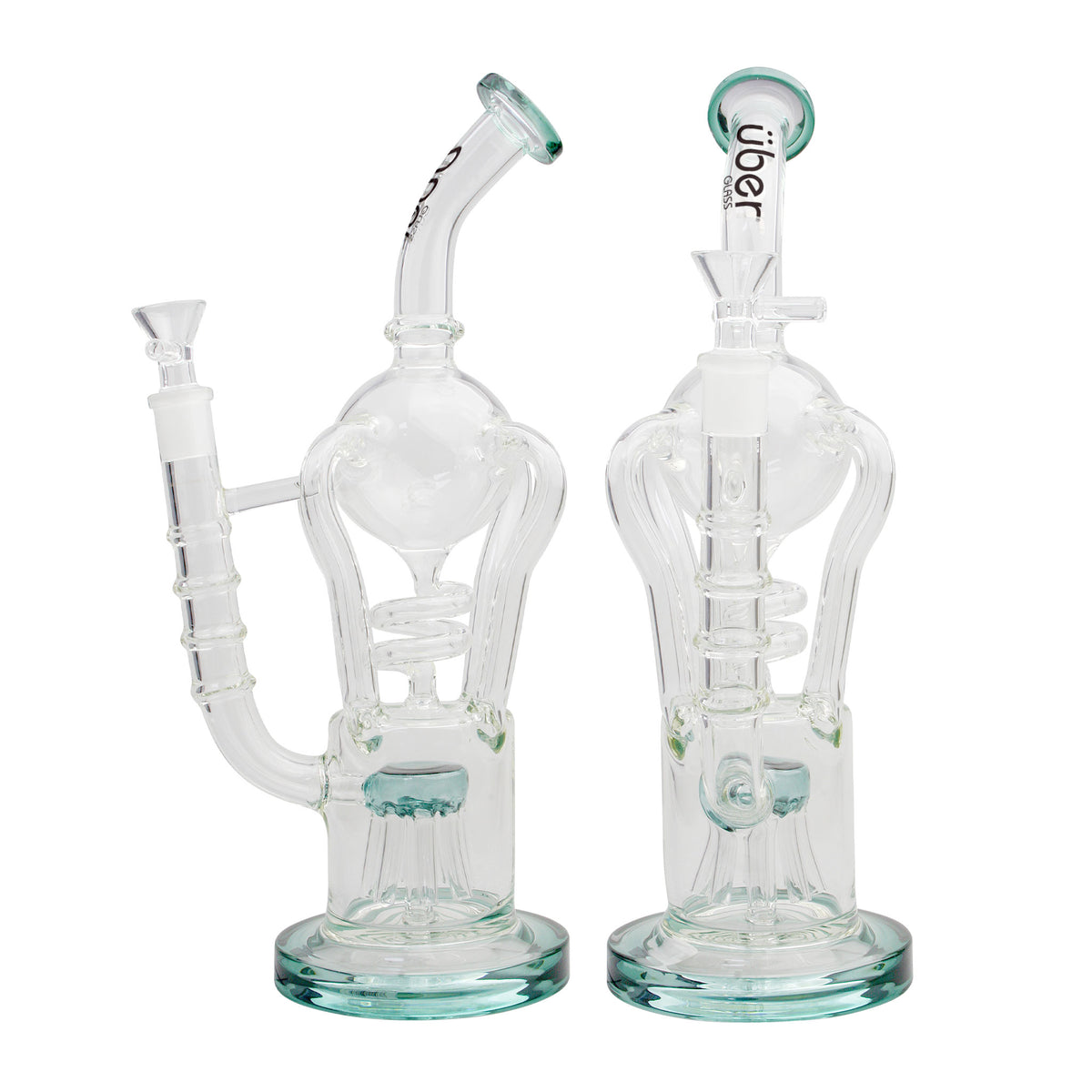 Uber 13" (5mm) Glass Recycler Waterpipe Lake Green