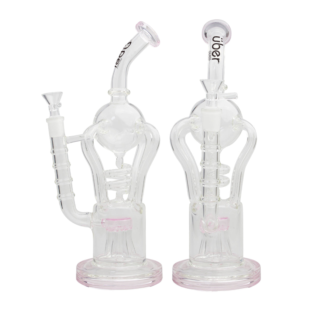 Uber 13" (5mm) Glass Recycler Waterpipe Pink