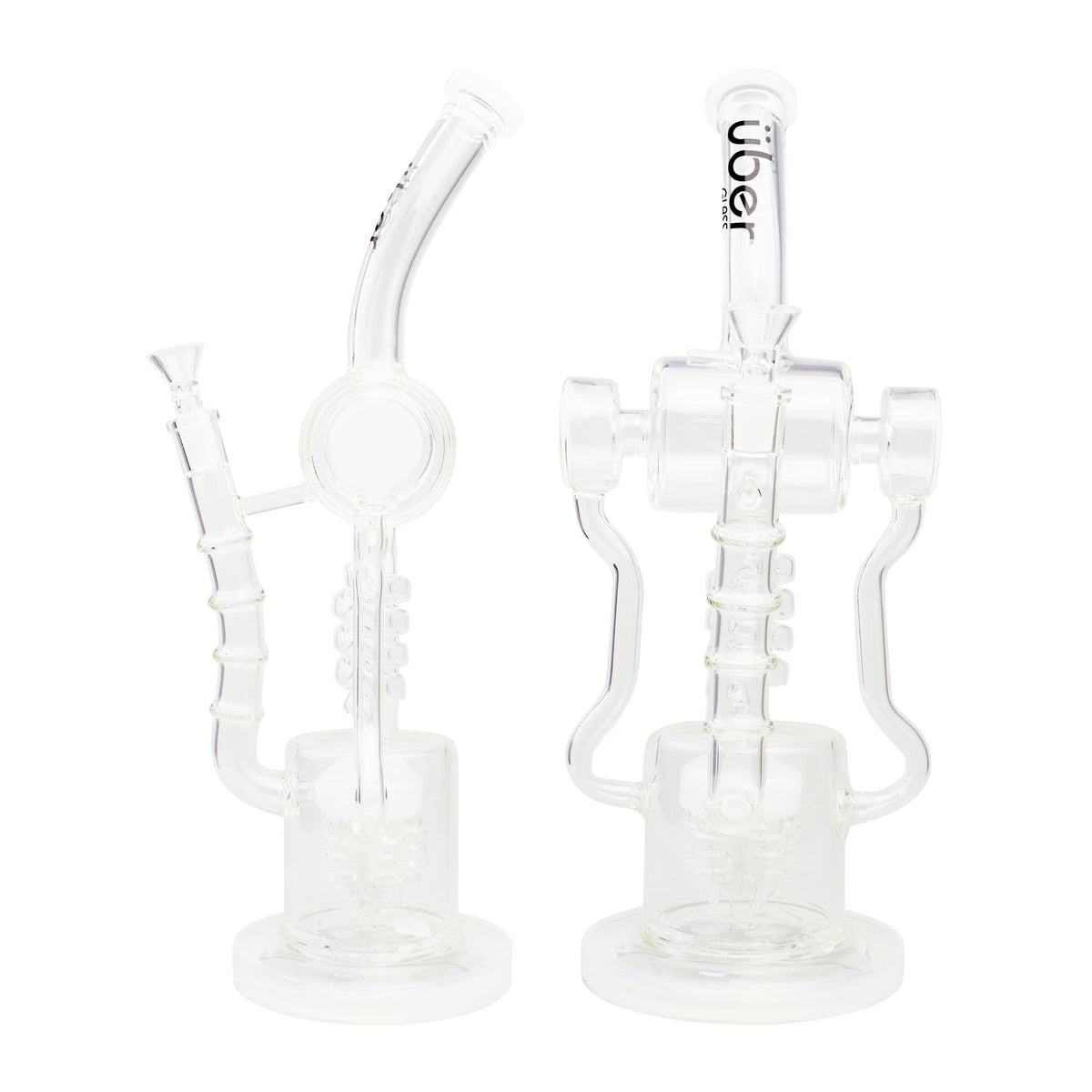 Uber 15" (5mm) Glass Recycler Waterpipe - Style 005 Jade White