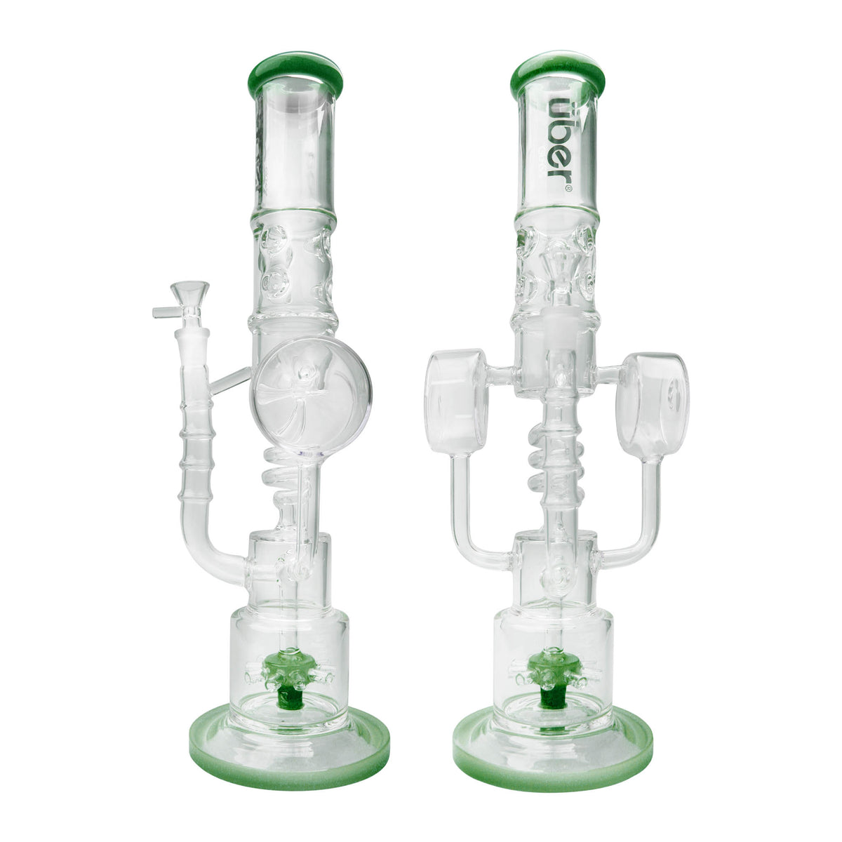Uber 16" (5mm) Glass Recycler Waterpipe - Style 004 Jade Green