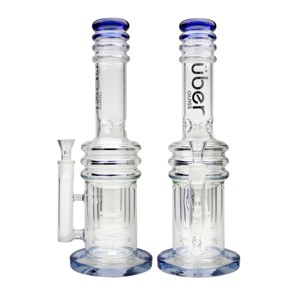 Uber 16" (5mm) Glass Recycler Waterpipe - Style 005 Blue
