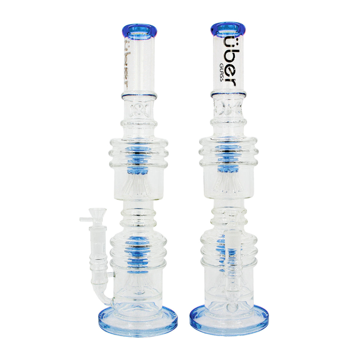 Uber 21" (5mm) Glass Recycler Waterpipe Jade Blue