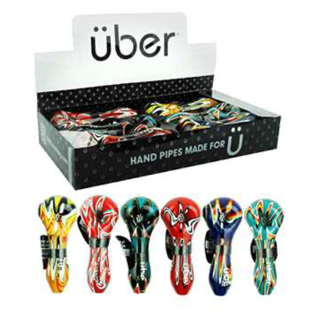 Uber I/O 4" Glass Spoon w/ Built-In Screen 6CT Display Design S15