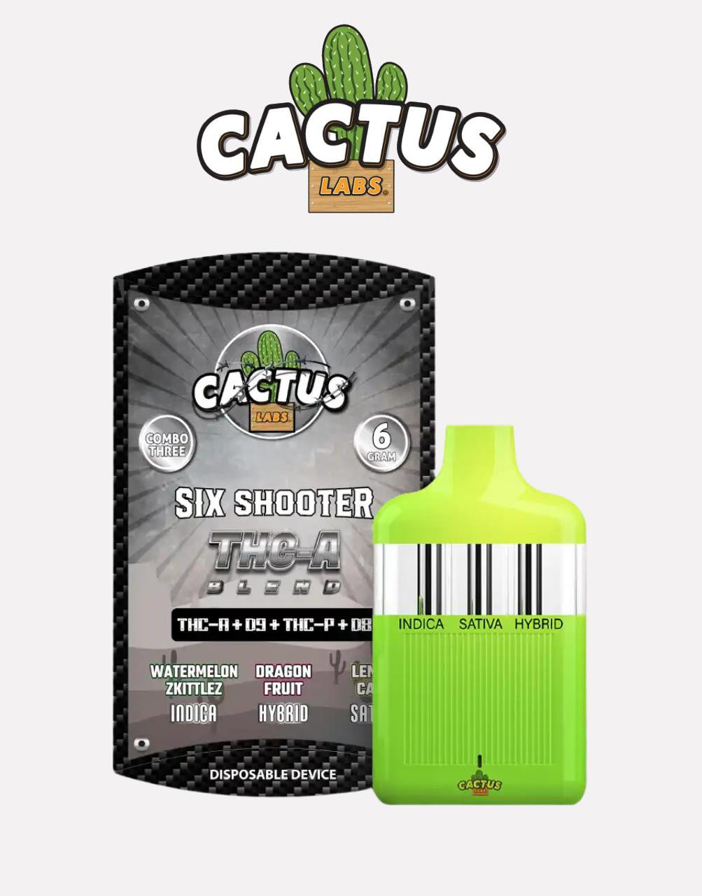 Cactus Labs Six Shooter 3 in 1 THC-A Blend Disposable - 6G